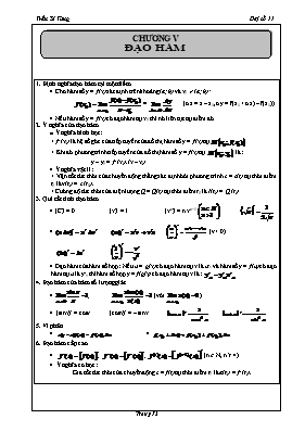Bài tập Đại số 11 - Chương V Đạo hàm